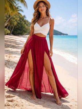 Women's Sexy Chiffon Maxi Beach Skirt.